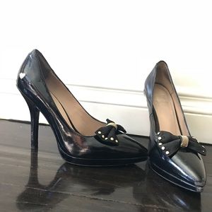 Moschino Black Bow Patent Leather Heels